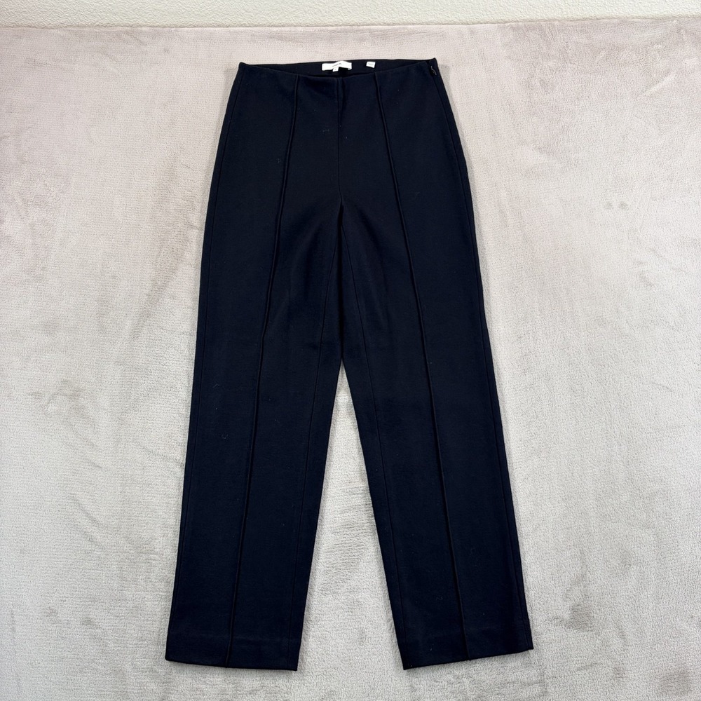 VINCE‎ Cozy Japanese Wool-Blend Mid-Rise Stitch-Front Pant in Black Women 2